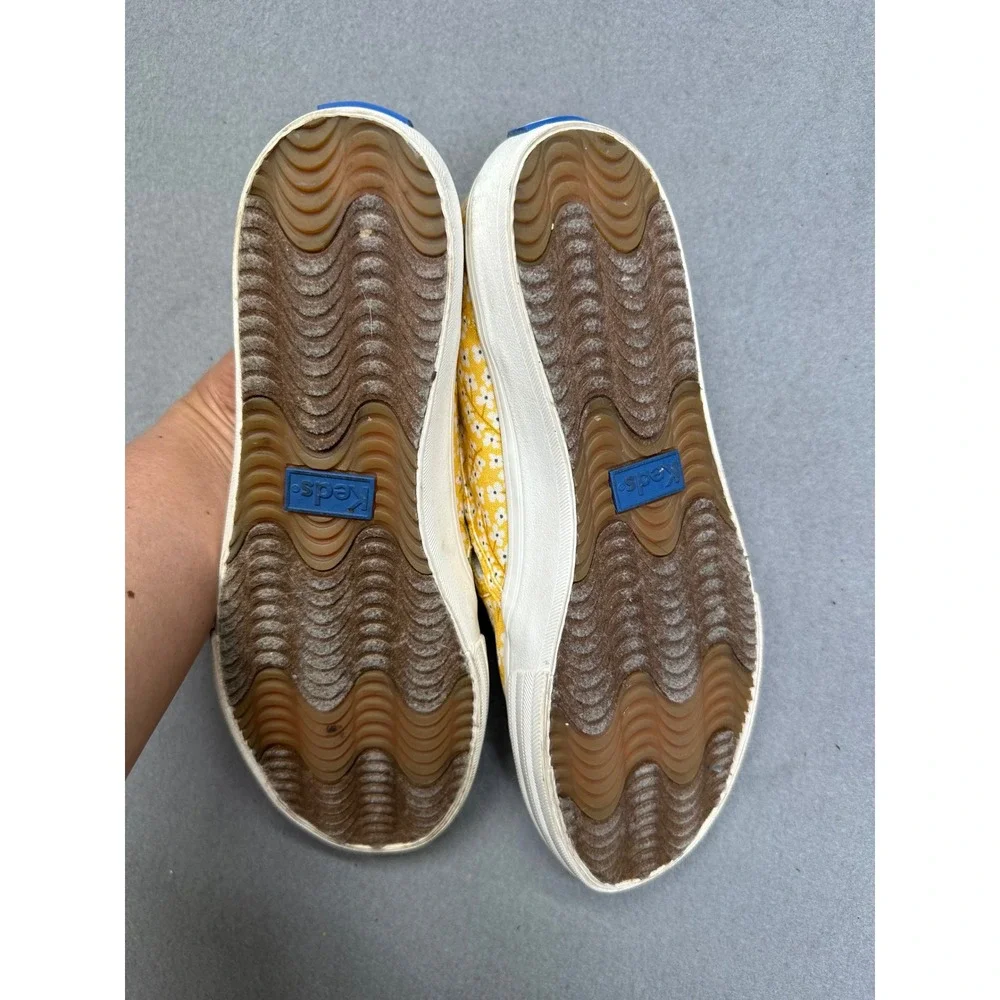 Keds Double Decker Summer Yellow Ditsy Floral Slip On Sneakers Flat Softerra 6.5